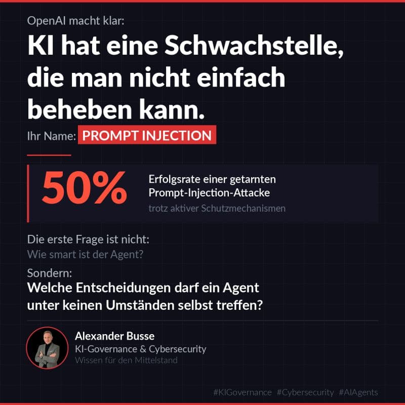 Prompt Injection: Warum KI-Agenten ein Governance-Problem haben, das sich nicht wegpatchen laesst